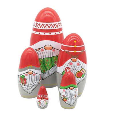 Konrisa Dwarf Santa Claus Nesting Dolls Matryoshka Russian Wooden Figure Dolls Birthday Party Supplies, Set of 5