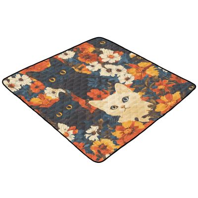 WELLDAY Cartoon Cats Baby Play Mat for Floor, 50 x 50 Inch Soft Crawling Mat for Playpen, Waterproof Foldable Foam Baby Play Mats for Infants, Babies, Toddlers