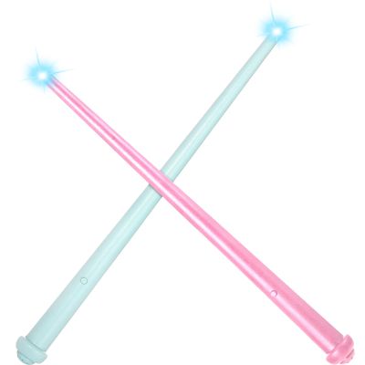 Gejoy 2 Piece Light up Wand for Kids Magic Wizard Witch Wand Princess Fairy Wands Sound Toy Cosplay Props(Basic Style,Blue,Pink)