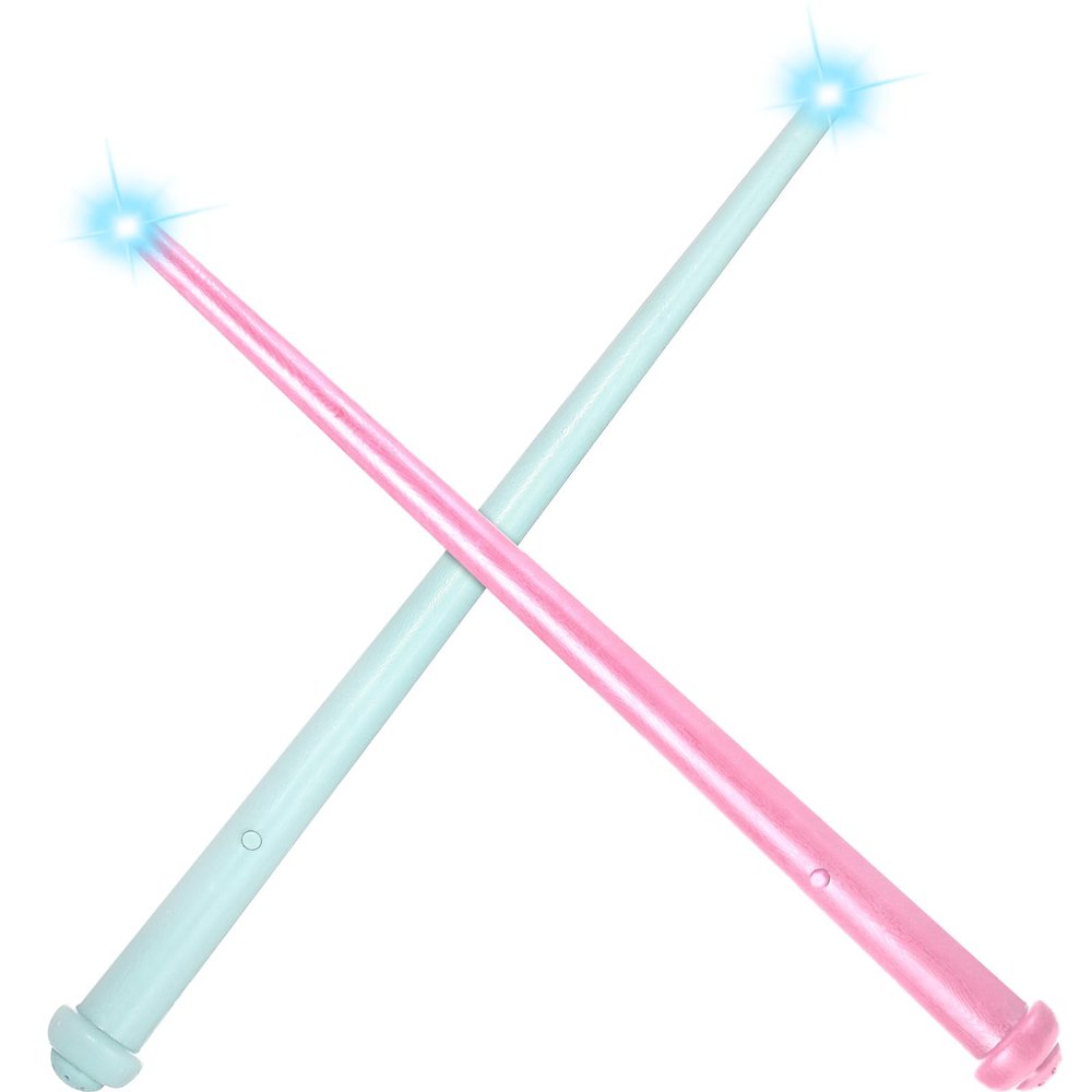 Gejoy 2 Piece Light up Wand for Kids Magic Wizard Witch Wand Princess Fairy Wands Sound Toy Cosplay Props(Basic Style,Blue,Pink)