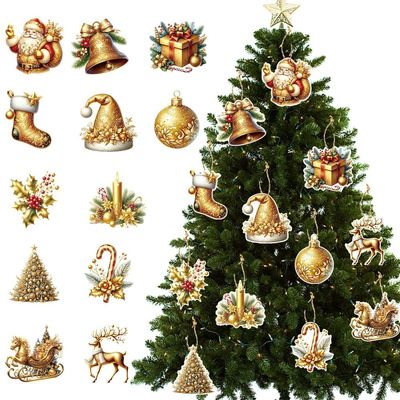12pcs Christmas Decoration Gift Hangers  Elegant Gold Christmas Tree Ornament Hangers for Party & Holiday Decor