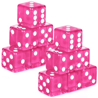 Abilat 12 Pieces 19mm Casino Dice Set Translucent 6 Sided Game Dices Square Corner Acrylic Dice for Casino Vegas Theme Birthday Party Supplies Table Games Board Games (Rose Red)