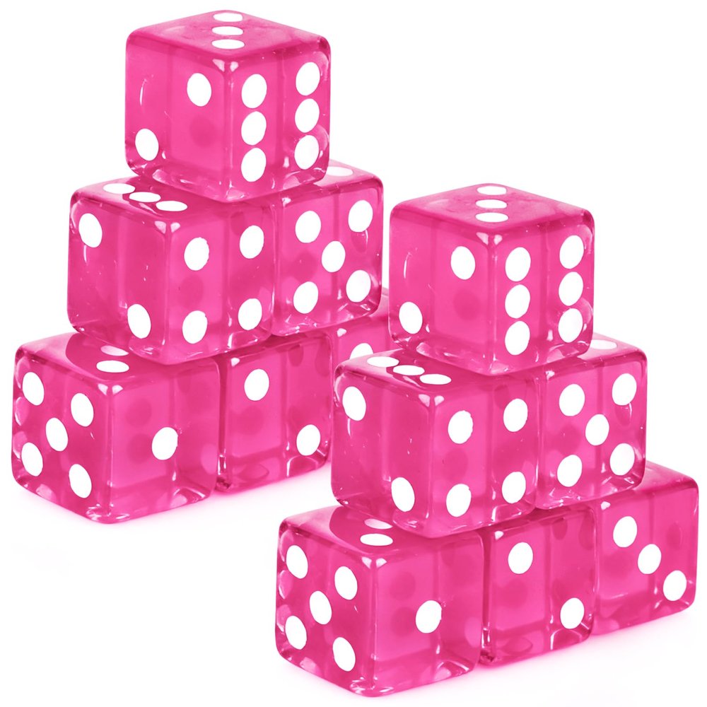 Abilat 12 Pieces 19mm Casino Dice Set Translucent 6 Sided Game Dices Square Corner Acrylic Dice for Casino Vegas Theme Birthday Party Supplies Table Games Board Games (Rose Red)