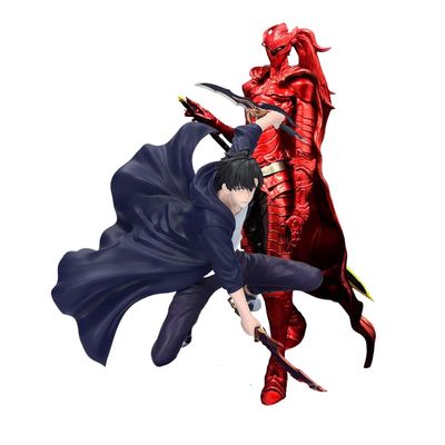 2pcs Sung Jin Woo Action Figure with Igris Figurine Battle Pose Anime Figure Igris and Sung Jin Woo Statue Collectibles Gift