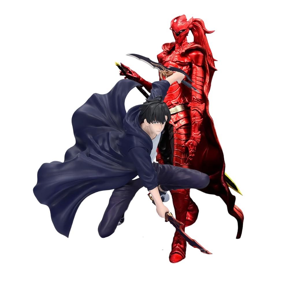 2pcs Sung Jin Woo Action Figure with Igris Figurine Battle Pose Anime Figure Igris and Sung Jin Woo Statue Collectibles Gift