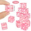 Abilat 12 Pieces 19mm Casino Dice Set Translucent 6 Sided Game Dices Square Corner Acrylic Dice for Casino Vegas Theme Birthday Party Supplies Board Games Classroom Teaching (Pink) view 2