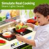 Pupu Pig Kids Kitchen Playset, Play Kitchen with Electric Stove, Grill, Sink, Play Food, ToyKitchen Accessories, Kitchen Interactive Play with Lights Sound Steam, Cooking Toys for Toddler Kid Gifts view 2