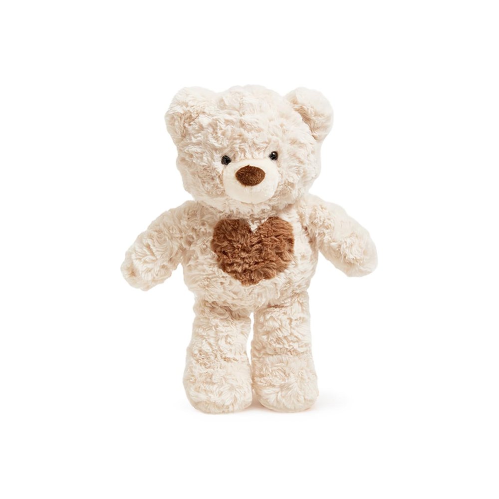 Adorlynetty 13.7 Teddy Bear Stuffed Animals with Heart, Cute Teddy Bear Plush for Kids Baby Girls BoysBeige