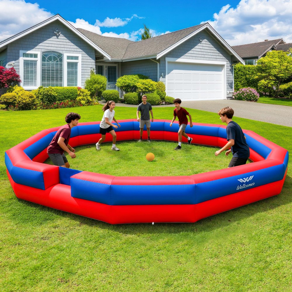 Wellcomer 22FT Inflatable Gaga Ball Pit Arena, Portable Gagaball Court with Built-in Blower for Indoor Outdoor, Team Building, Events, Backyard Activities, Easy Setup & Storage