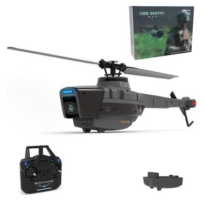 HOENTECH C128 RC Helicopter with 1080P Camera, 4CH Single-Rotor Brushless Military Drone with Optical Flow & Altitude Hold, One-Key Takeoff, RTF RC Aircraft for Adults & Beginners