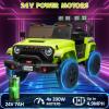 24V Electric Ride On Car for Kids, 4WD 20.5" 2-Seater Riding Vehicle Toy with 5.9" Extendable Legroom, EVA Tires, LED Lights, Music, Parental Remote Control for 3-8 Years Children Toddlers, Green view 4