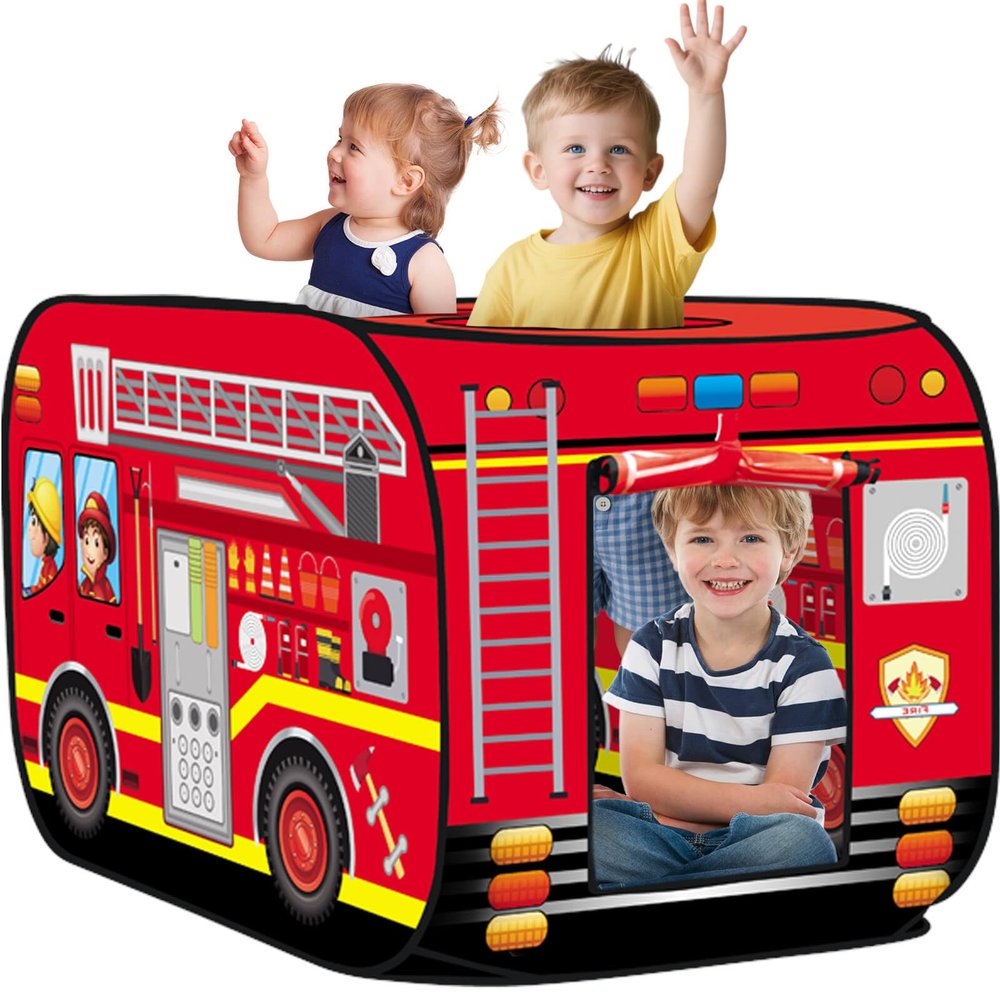 Dolanus Fire Truck Play Tent Pop up for Kids Age 3, Playhouse Toys for 3 4 5 Kid Years Old Toddlers Boys Girls, Indoor Outdoor Firetruck Toy, Birthday Gifts for 3+ Year Old Baby