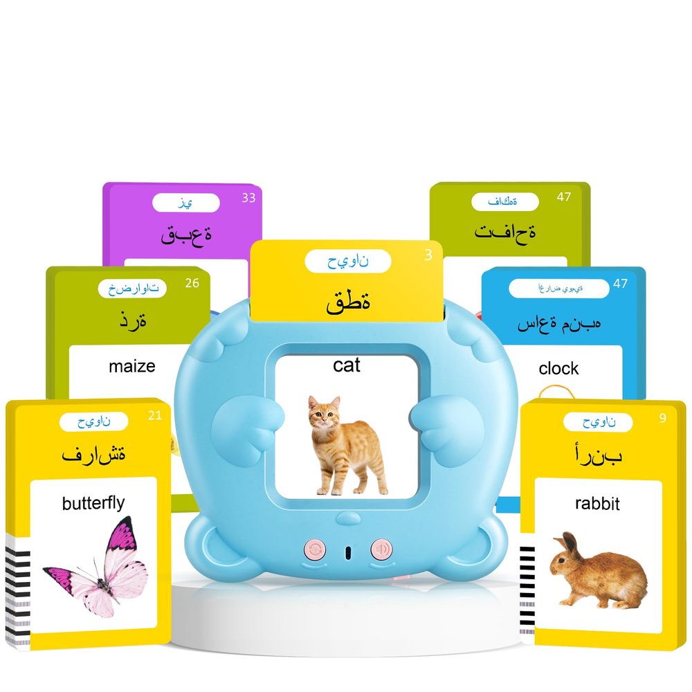 Arabic & English Talking Flash Cards for Toddlers, Bilingual Flash Cards Learning Montessori Toys with 510 Sight Words, Speech Therapy Toys, Children's Sensory Preschool Learning Educational Gifts