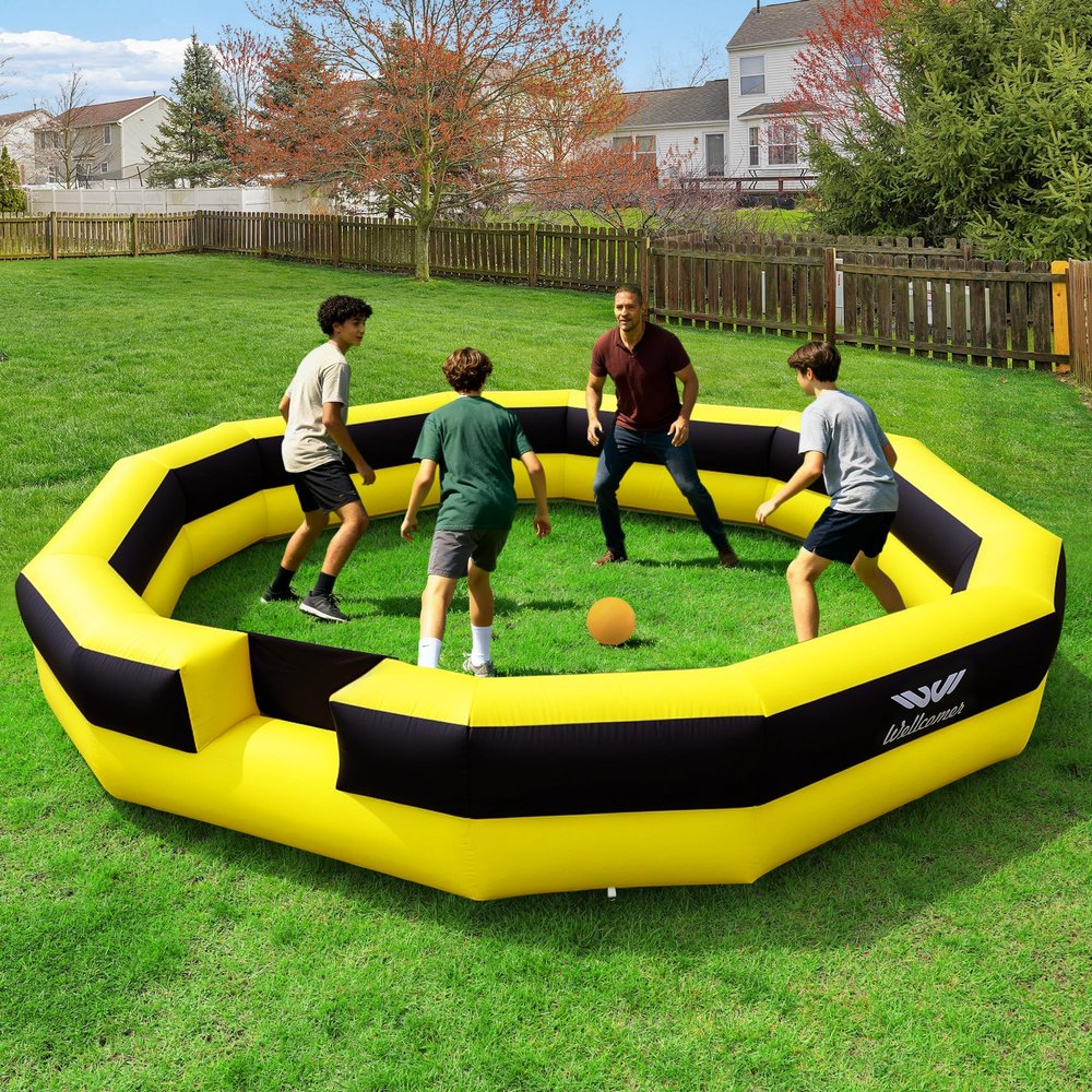 Wellcomer 16FT Inflatable Gaga Ball Pit Arena, Portable Gagaball Court with Built-in Blower for Indoor Outdoor, Team Building, Events, Backyard Activities, Easy Setup & Storage