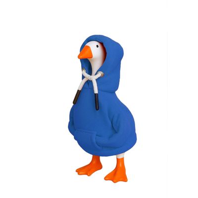 7 Inch Desk Goose Outfits Red Hoodies Tabletop Goose Accessory Mini Porch Goose Costume Magnetic Goose Statue Key Holder Clothes for Table Decor (Blue)