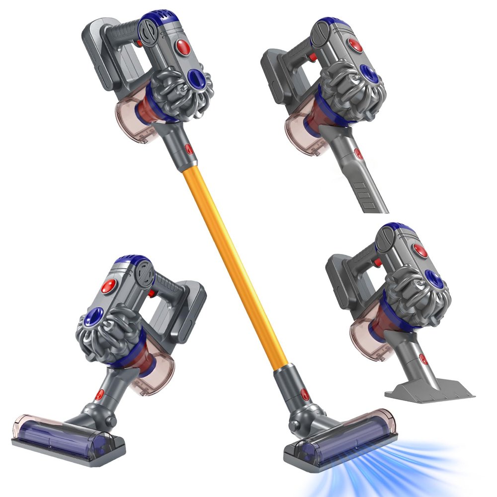 Kids Vacuum That Really Works, 3-in-1 Kids Cleaning Toy Set for 3 4 5 6 7+ Year Old Toddler Pretend Play Toys Vacuum Cleaner with Real Suction Birthday for Boys Girls Ages 3-5 4-8