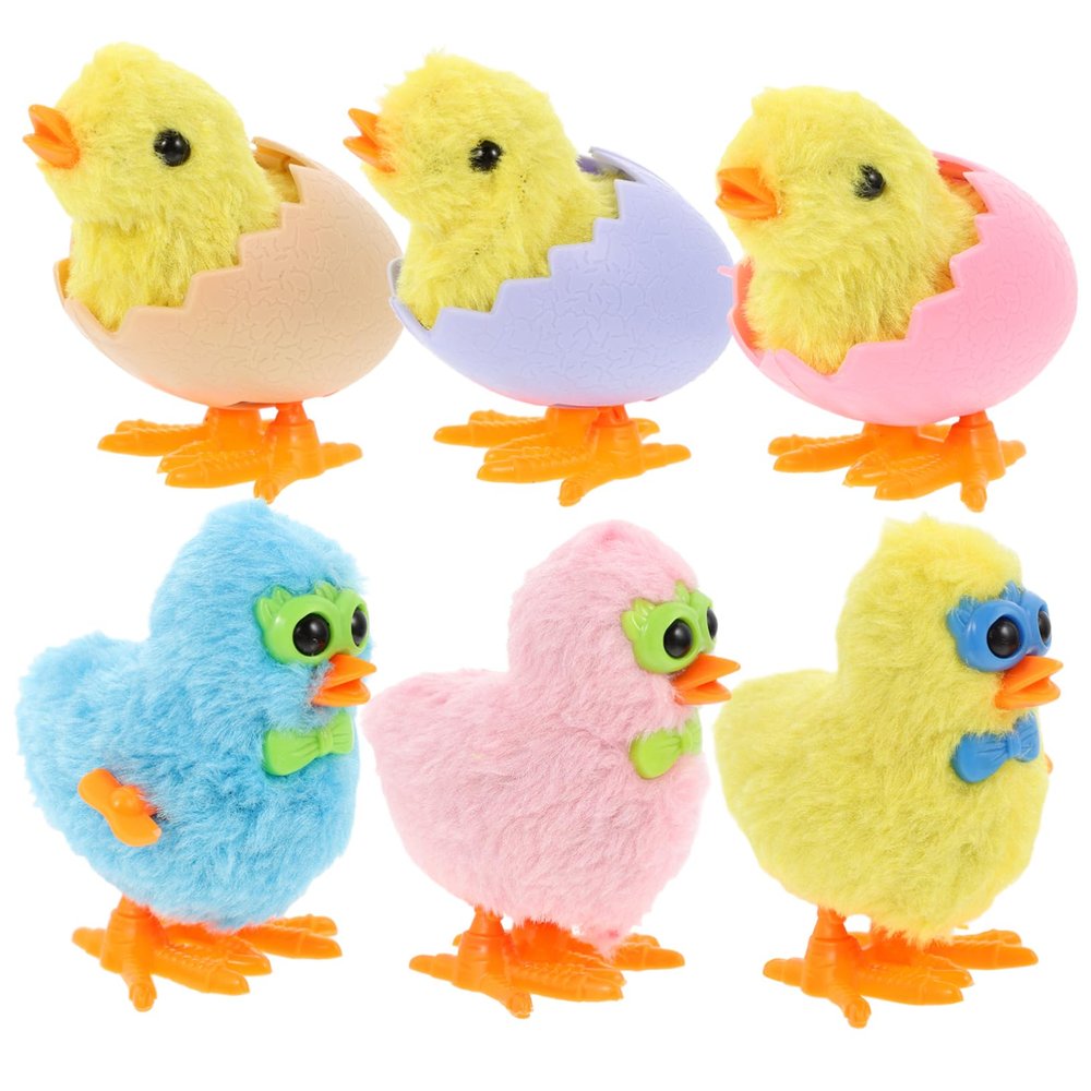 Beaupretty 6pcs Wind Up Chicken for Small Adorable Cartoon Clockwork Walking Easter Party Favors and Christmas Party Novelty Gifts Easy to Grasp Fun