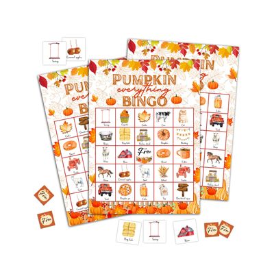 Thanksgiving Bingo Game Cards, Pumpkin Party Games, Thanksgiving Party Game Decor, Fall Holiday Games, Bingo Sets for Adults Large Group, Fall Theme Party Activity Supplies -A18
