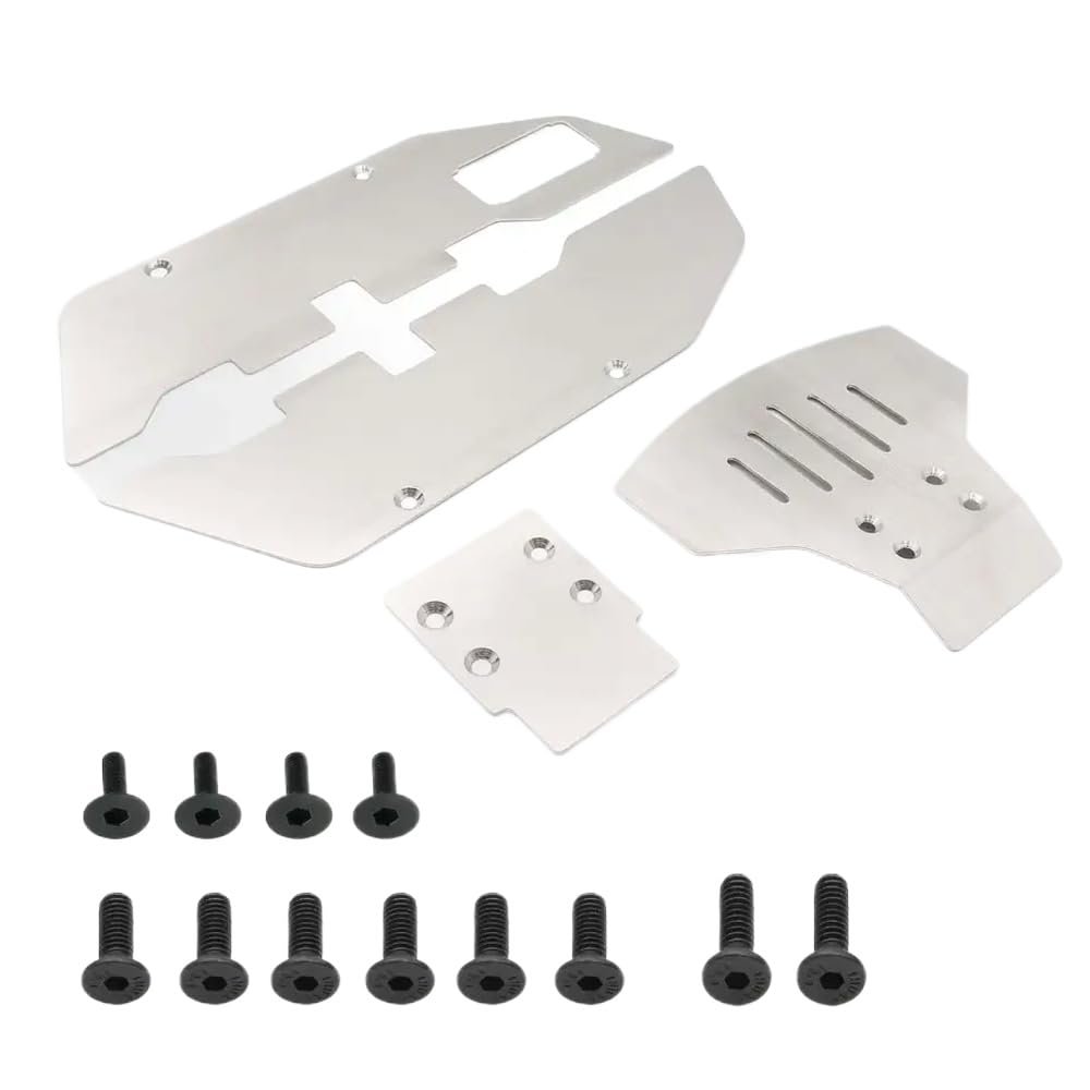 Stainless Steel Armor Front and Rear Compatible with 2WD 1/10 Scale Compatible with Various RC Cars