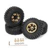 4pcs 1.0 Inch Brass Beadlock Wheel Hub Rims Tires Set Compatible with 1 24 Scale RC Crawler Cars Like SCX24 Models AXI00001 Deadbolt and Jimny view 2