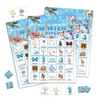 Christmas Bingo Game Cards, Winter Holiday Party Games, Christmas Party Game Decor, Winter Holiday Games, Bingo Sets for Adults Large Group, Xmas Theme Party Activity Supplies -A20