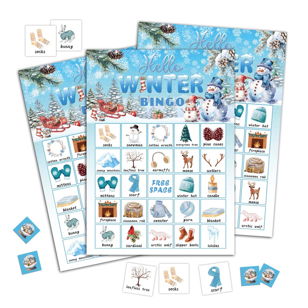 Christmas Bingo Game Cards, Winter Holiday Party Games, Christmas Party Game Decor, Winter Holiday Games, Bingo Sets for Adults Large Group, Xmas Theme Party Activity Supplies -A20
