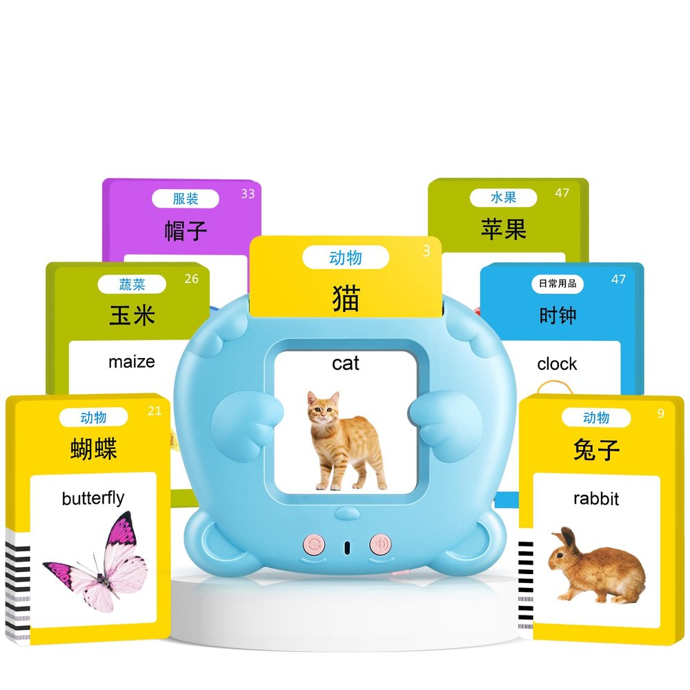 Chinese & English Talking Flash Cards for Toddlers, Bilingual Flash Cards Learning Montessori Toys with 224 Sight Words, Speech Therapy Toys for Children Sensory Preschool Education Gifts