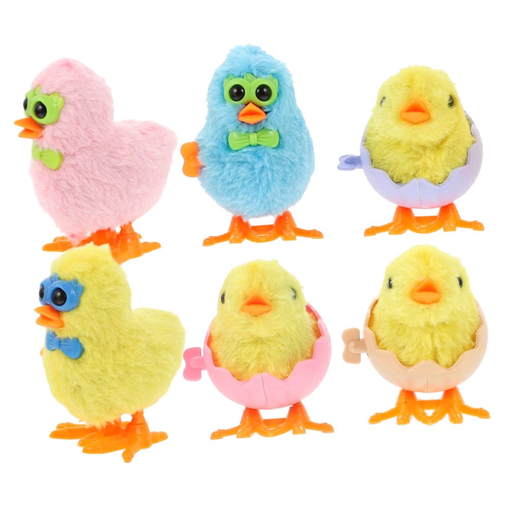 Abaodam 6pcs Easter Wind Up Chicken Small Cartoon Walking Party Favors for Birthday Gift