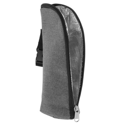 Abaodam Insulated Milk Bottle Thermal Bag Portable Bottle Storage Pouch with Zipper for Travel and Daycare Cooler Bag with Stroller Handle Attachment Gray