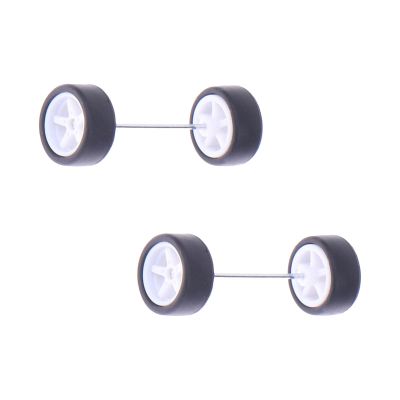 1/64 Scale Wheels RC Tires with Wheel Rim Vehicle Wheels Modified Tire for Adult, White