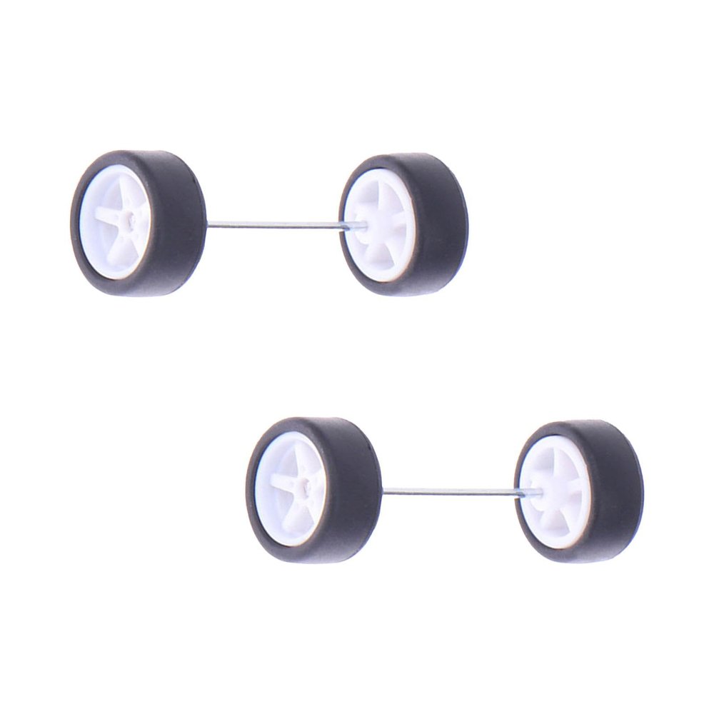 1/64 Scale Wheels RC Tires with Wheel Rim Vehicle Wheels Modified Tire for Adult, White