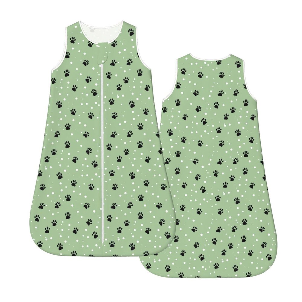 Muishi Black Animal Paw Prints Baby Wearable Blanket Infant Boys Girls Sleeping Bag for Newborn Unisex Baby Stuff Sleep Sack Suit M(6-12month)