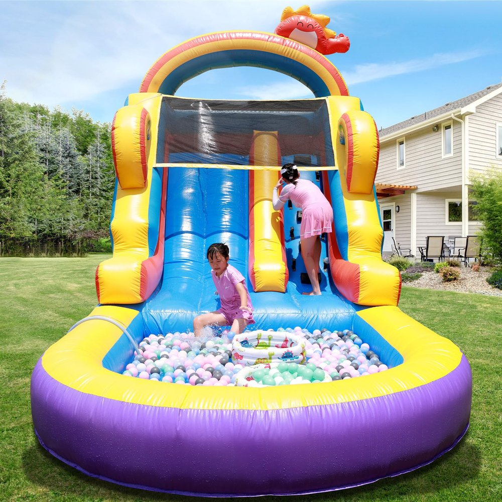 21FT Inflatable Water Slide for Adults / 100% PVC Commercial Bounce House Water Slide with Blower, Big Splash Pool, for Backyard, Park or Commercial Use,21x9x13 FT