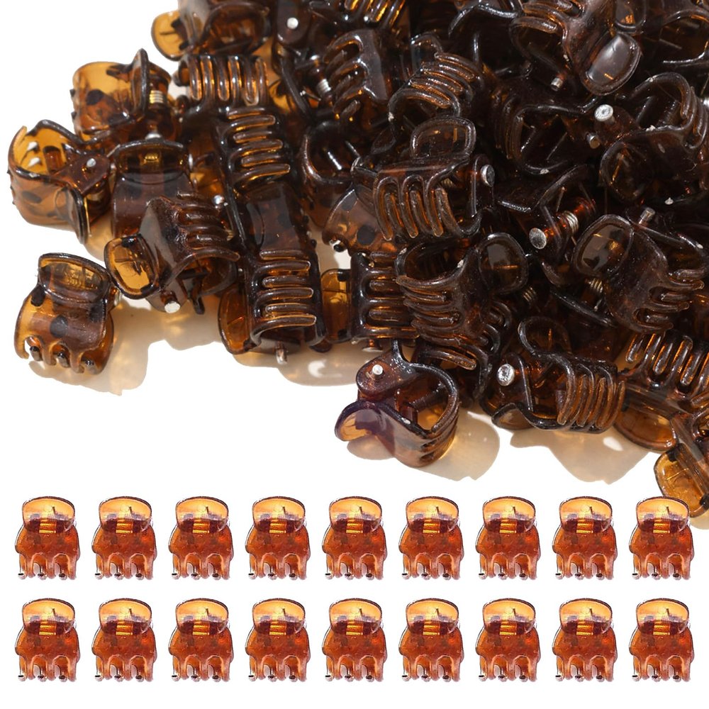 100PCS Tiny Hair Clips for Girl,Mini Claw Clips for Women, 1cm Plastic Mini Claw Clips for Babies, Hair Accessories Non Slip Pins Hair Clamps,Designed for Thin Or Thick Hair,Good Gift(Coffee)