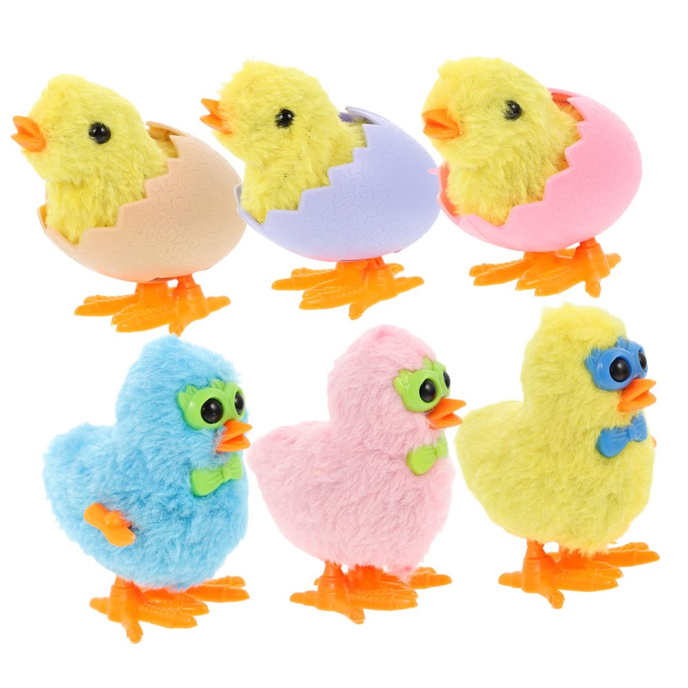 VICASKY 6pcs Wind Up Chicken for Small Clockwork Walking with Cute Cartoon Design Easter Party Favors and Favor Bag Fillers Novelty Gift