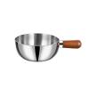14cm Stainless Steel Pot, Walnut Wood Handle Small Bowl, Fruit Salad Yogurt Bowl Breakfast Cooking Pot view 1