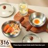14cm Stainless Steel Pot, Walnut Wood Handle Small Bowl, Fruit Salad Yogurt Bowl Breakfast Cooking Pot view 3