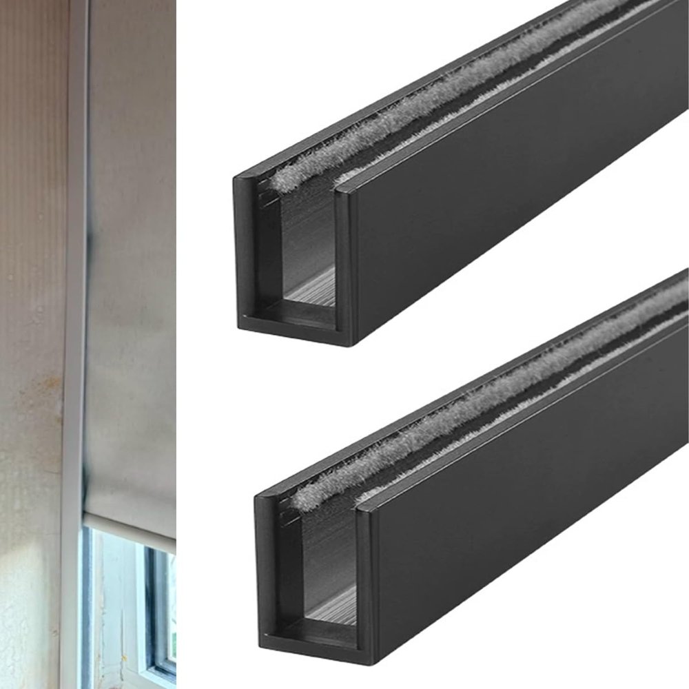 Elitix Window Light Blocker Blackout Strips for Blinds Gap Side Track, Nursery Light Blocking Strip/Apartment Window Light Blocker, Side Channels(Black,121.9cm/48inch)