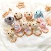 Crochet Animal Baby Rattle, Personalized Wooden Rattle for Newborns, Baby Shower Gift, Birthday Keepsake, Montessori-Inspired Toy, Custom Name Option view 2