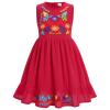ABEHIK Kids Girls Traditional Mexican Dress Embroidered Mexican Folklorico Drape Summer Sleeveless Ruffle Cinco de Mayo Costume Fiesta Birthday Party Dresses Red 7-8 Years view 1