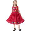 ABEHIK Kids Girls Traditional Mexican Dress Embroidered Mexican Folklorico Drape Summer Sleeveless Ruffle Cinco de Mayo Costume Fiesta Birthday Party Dresses Red 7-8 Years view 3