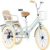 Large Pedal Tricycles with Inflatable Wheel,3-10 Years Old Tandem Bicycle,Back Seat with Belt,Toddler Trikes with Armrest,3-Wheel Bicycles for Traveling,Front Rear Baskets(Green,20Inch) view 1