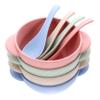 minkissy 4 Sets Feeding Bowls with Handles and Spoon Wheat Straw Dinnerware Break Resistant Smooth Surface Safe Bowls for Home and Restaurant Use view 1