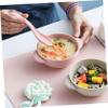minkissy 4 Sets Feeding Bowls with Handles and Spoon Wheat Straw Dinnerware Break Resistant Smooth Surface Safe Bowls for Home and Restaurant Use view 4