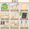 9-in-1 Indoor Jungle Gym, Montessori Indoor Playground for Toddlers,Wooden Climber Set with Swing, Slide, Monkey Bars, Climbing Neting, Upright Ladder, Climbing Ladder, Rings, Black Board, Dart Board view 3