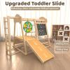 9-in-1 Indoor Jungle Gym, Montessori Indoor Playground for Toddlers,Wooden Climber Set with Swing, Slide, Monkey Bars, Climbing Neting, Upright Ladder, Climbing Ladder, Rings, Black Board, Dart Board view 4