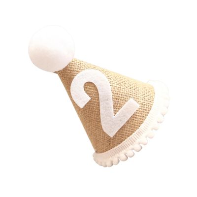 Abaodam Birthday Hat Linen Party Headwear Lightweight Adorable Birthday Cap for Boys Year Old Photo Prop