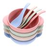 Beatifufu 4 Sets Wheat Straw Feeding Bowls with Handles Break Resistant Tableware with Spoon Non Slip and Easy to Clean Bowls for Salad Oatmeal Fruits and Vegetables view 1