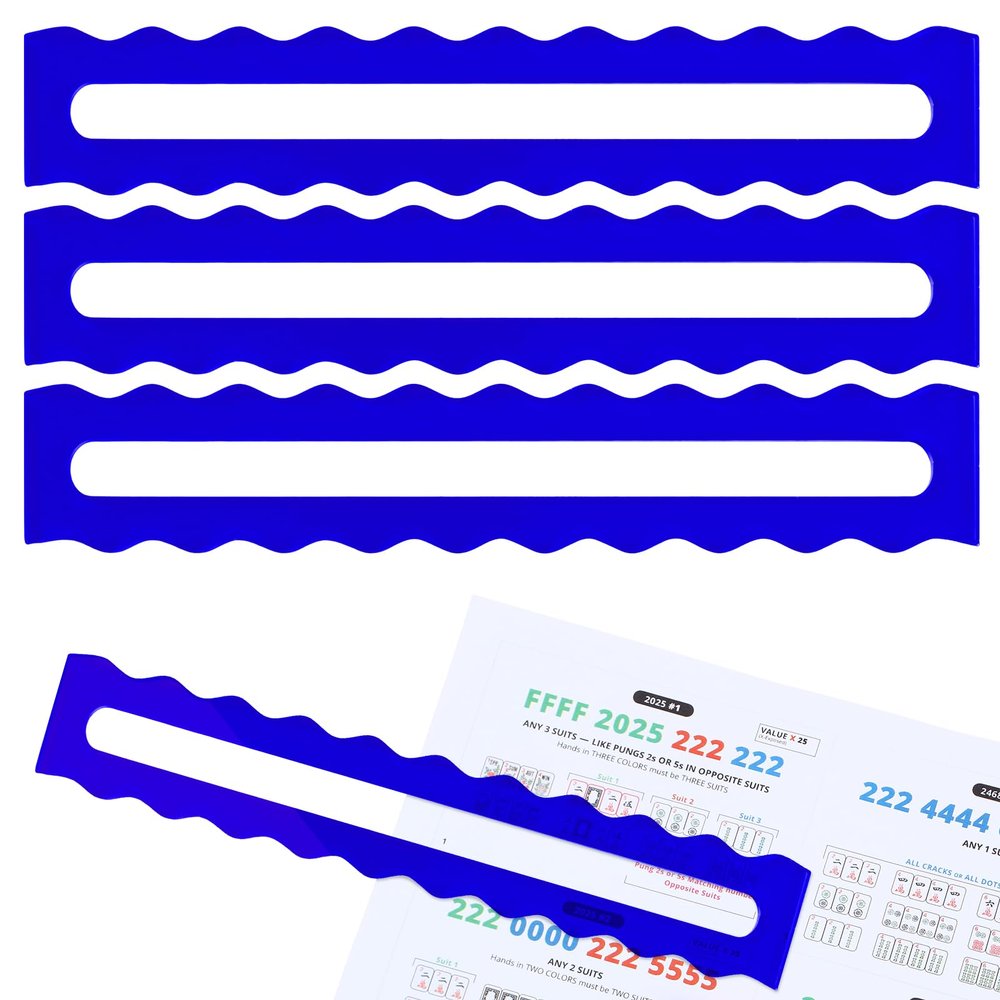 Amyhill 4 Pack Mahjong Guide Line Finder Acrylic Bright Scalloped Mahjong Rules Helper, Beginner Mah-jongg Rules Reader, Mah Jong Accessories Gift for Players Women (Royal Blue)
