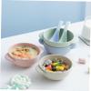 SKISUNO 4 Sets Wheat Straw Bowls with Spoon Feeding Non Slip Tableware Smooth Surface Safe for Boy Girl view 3
